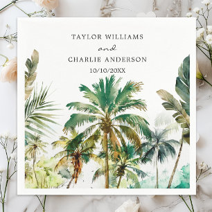 Serviette En Papier Mariage aux Palmiers Tropicaux