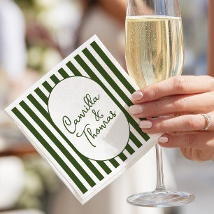 Serviette En Papier Mariage aux Rayures Vertes