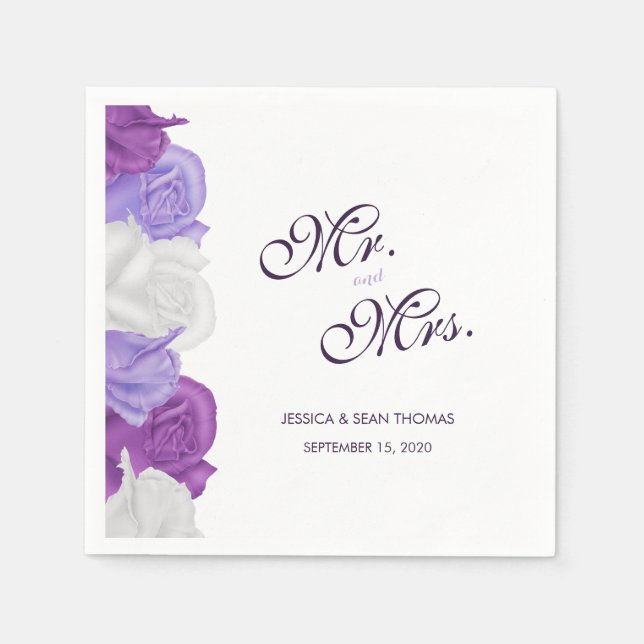 Serviette En Papier Mariage aux Roses Héritées Chic (Devant)