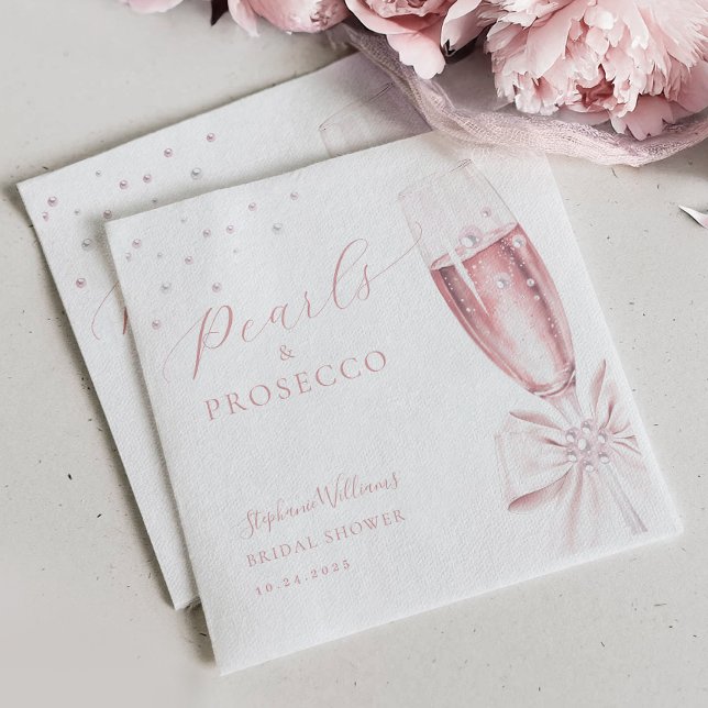 Serviette En Papier Mariage avec perles et Prosecco rose (Créateur téléchargé)
