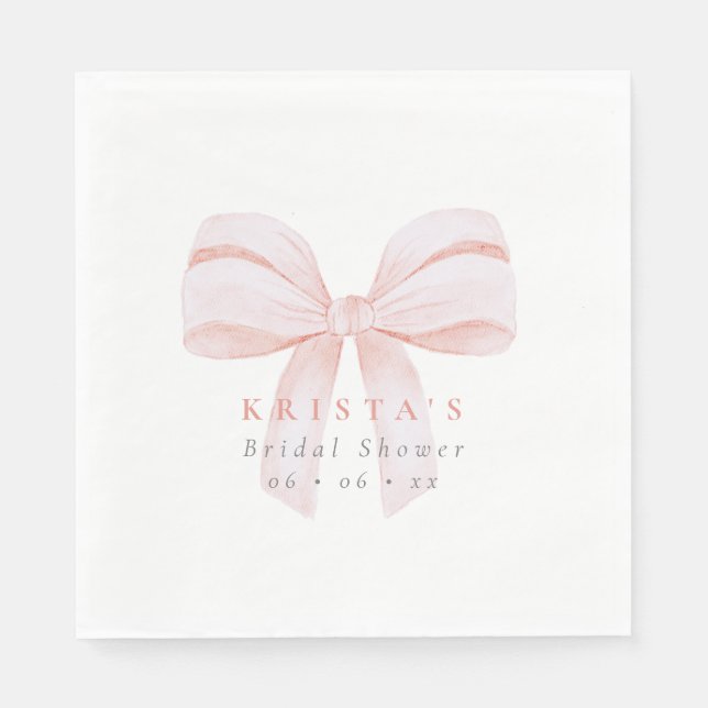 Serviette En Papier Mariage avec un grand nœud rose (Devant)