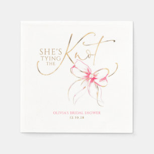 Serviette En Papier Mariage avec un Nœud Rose Fête de Fiançailles