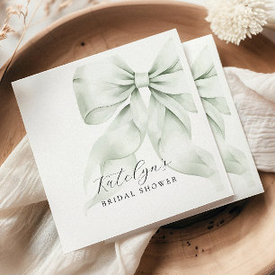 Serviette En Papier Mariage avec un Nœud Vert