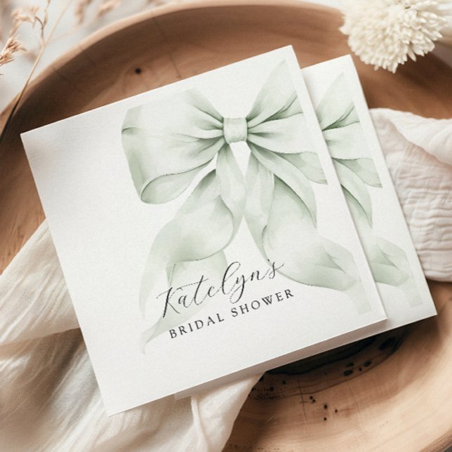 Serviette En Papier Mariage avec un Nœud Vert (Créateur téléchargé)
