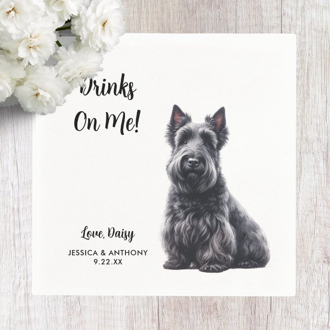 Serviette En Papier Mariage avec un Terrier Écossais  (Créateur téléchargé)