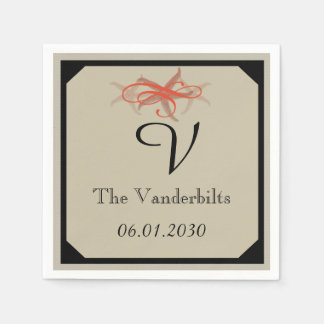 Serviette En Papier Mariage balnéaire de Taupe et Tangerine