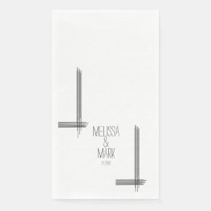 Serviette En Papier Mariage bandes abstraites dessinées à la main nom 