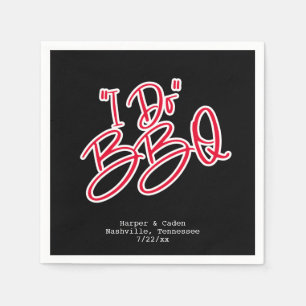 Serviette En Papier Mariage barbecue en noir et rouge I Do