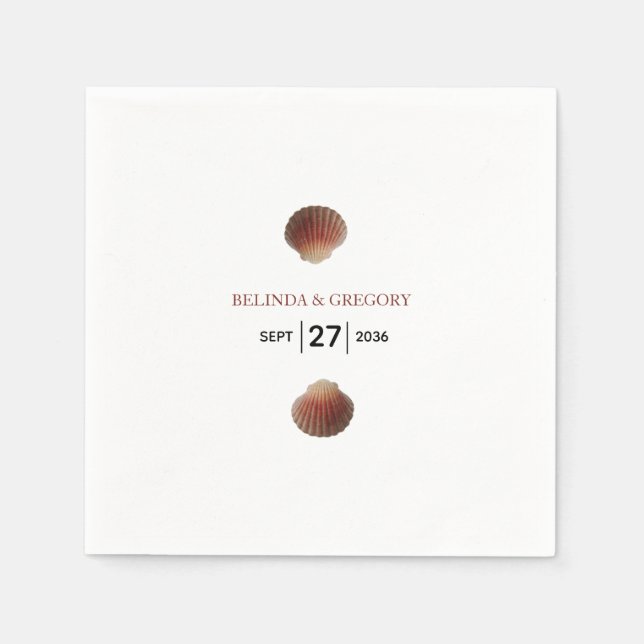 Serviette En Papier Mariage Beach Seashell Clams (Devant)