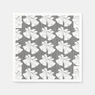 Serviette En Papier Mariage Bells Répéter Blk White Geo