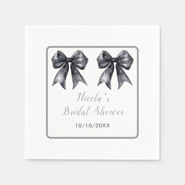 Serviette En Papier Mariage Black Coquette Arc Shower (Devant)