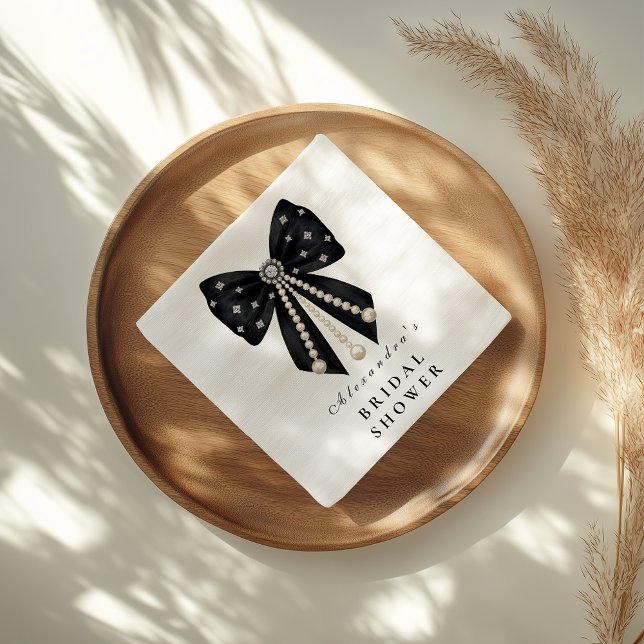 Serviette En Papier Mariage Black Pearl Bow (Créateur téléchargé)