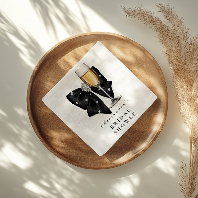 Serviette En Papier Mariage Black Pearl Bow (Créateur téléchargé)