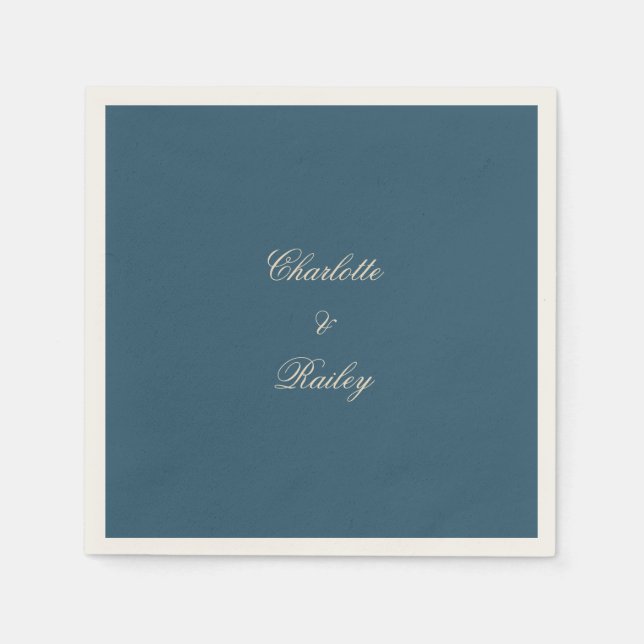Serviette En Papier Mariage blanc de la marine (Devant)