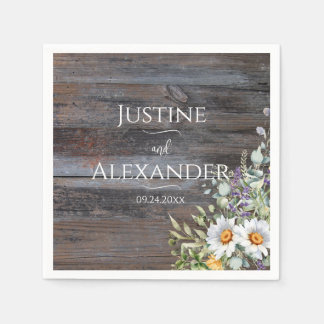 Serviette En Papier Mariage blanc de marguerite