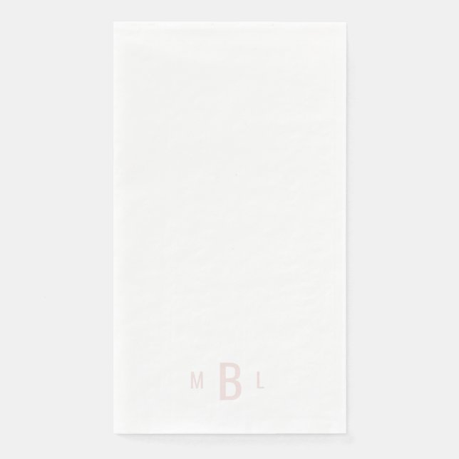 Serviette En Papier Mariage blanc de Monogramme moderne (Devant)