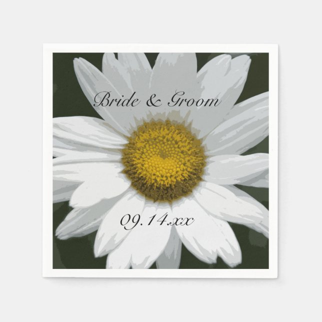 Serviette En Papier Mariage blanc Fleur de marguerite (Devant)