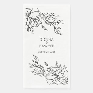 Serviette En Papier Mariage blanc minimaliste Longue 3 Ply Dîner