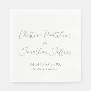 Serviette En Papier Mariage blanc moderne et élégant