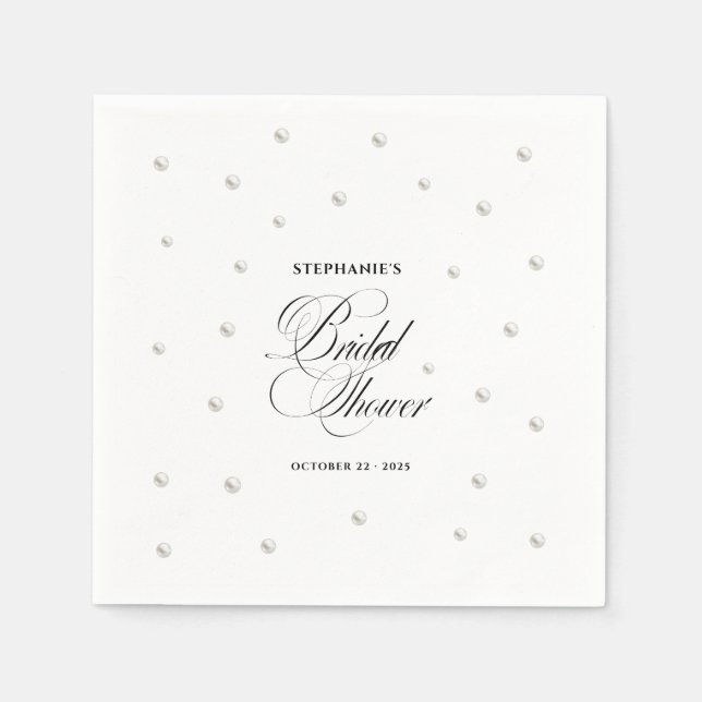 Serviette En Papier Mariage Blanc Perles (Devant)