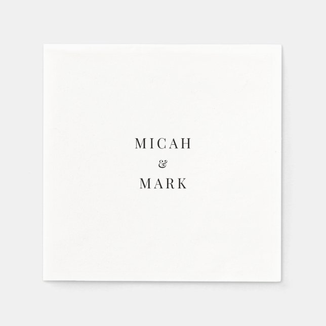 Serviette En Papier Mariage blanc personnalisé simple Cocktail Napkins (Devant)