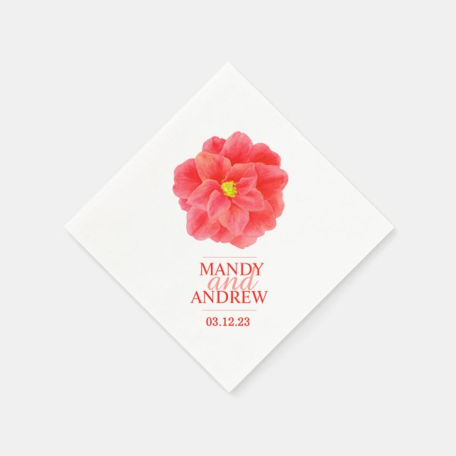 Serviette En Papier Mariage blanc rouge camellia serviettes personnali (Coin)