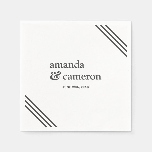 Serviette En Papier Mariage blanc simple et élégant (Devant)