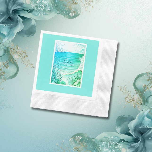 Serviette En Papier mariage bleu côtier (Créateur téléchargé)