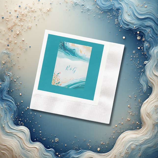 Serviette En Papier mariage bleu côtier (Créateur téléchargé)