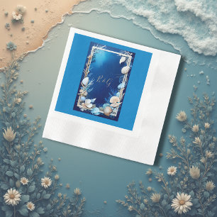 Serviette En Papier mariage bleu côtier