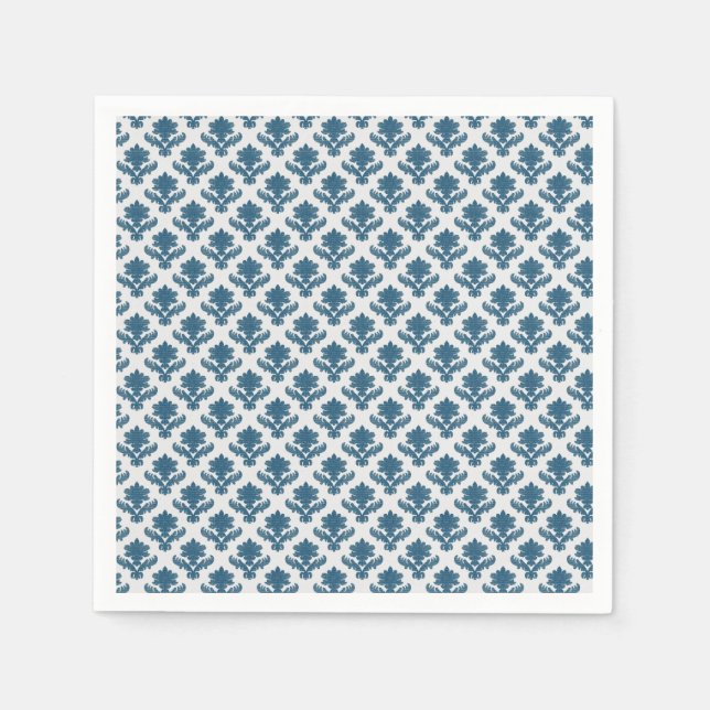 Serviette En Papier Mariage bleu et blanc sur tapisserie française (Devant)