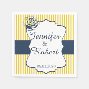 Serviette En Papier Mariage bleu et jaune moderne Napkin