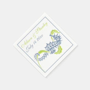 Serviette En Papier Mariage bleu et vert poussiéreux pour hippocampe e