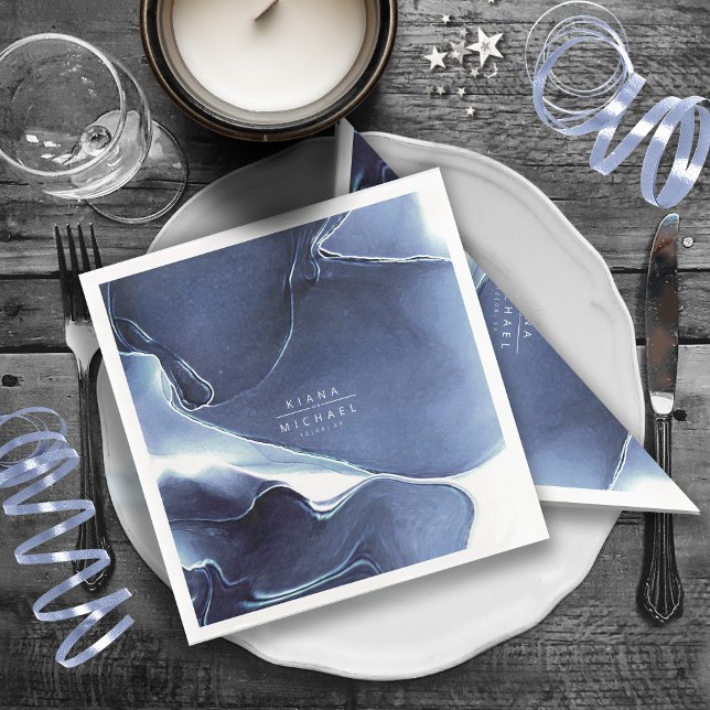 Serviette En Papier Mariage Bleu Flux d'Encre ID762 (Créateur téléchargé)
