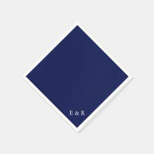 Serviette En Papier Mariage bleu foncé classique