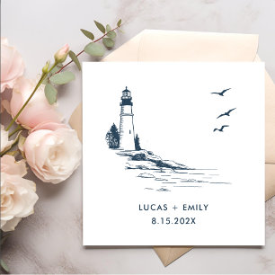 Serviette En Papier Mariage bleu foncé Nautical Seaside