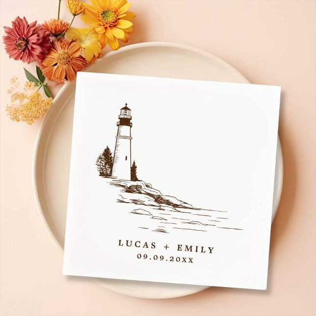 Serviette En Papier Mariage bleu foncé Nautical Seaside (Créateur téléchargé)