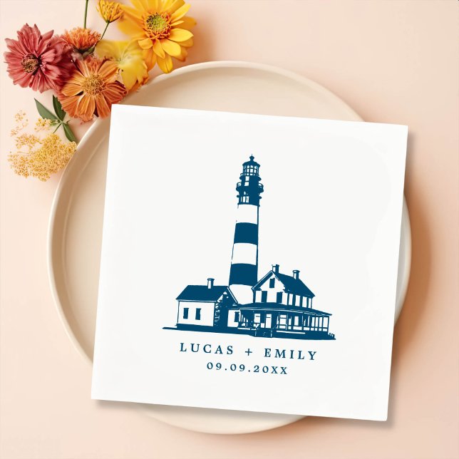 Serviette En Papier Mariage bleu foncé Nautical Seaside (Créateur téléchargé)