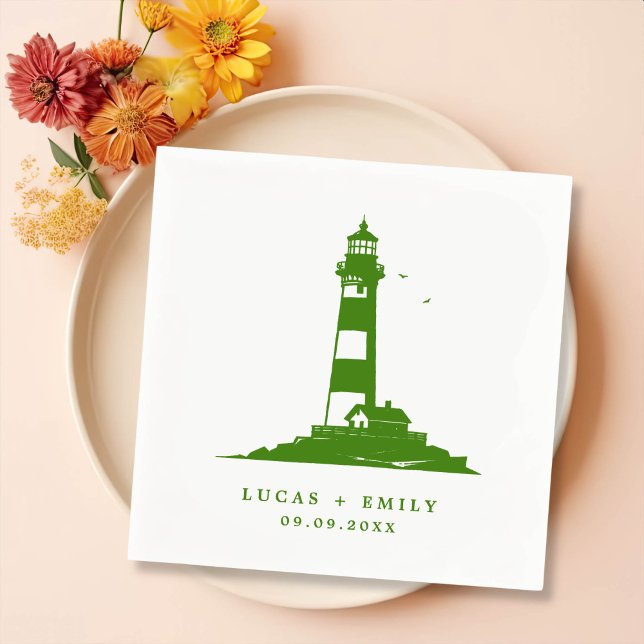Serviette En Papier Mariage bleu foncé Nautical Seaside (Créateur téléchargé)