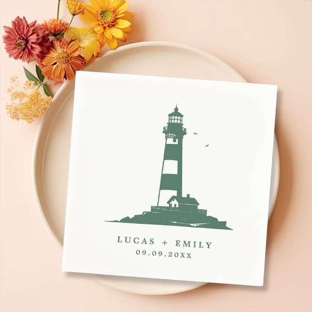 Serviette En Papier Mariage bleu foncé Nautical Seaside (Créateur téléchargé)