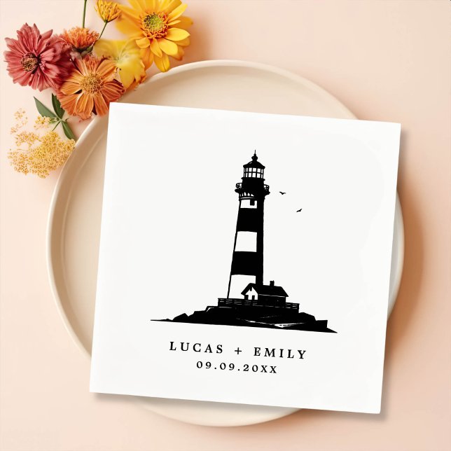 Serviette En Papier Mariage bleu foncé Nautical Seaside (Créateur téléchargé)