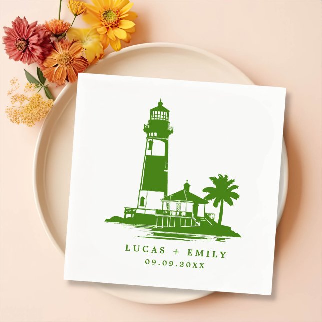 Serviette En Papier Mariage bleu foncé Nautical Seaside (Créateur téléchargé)