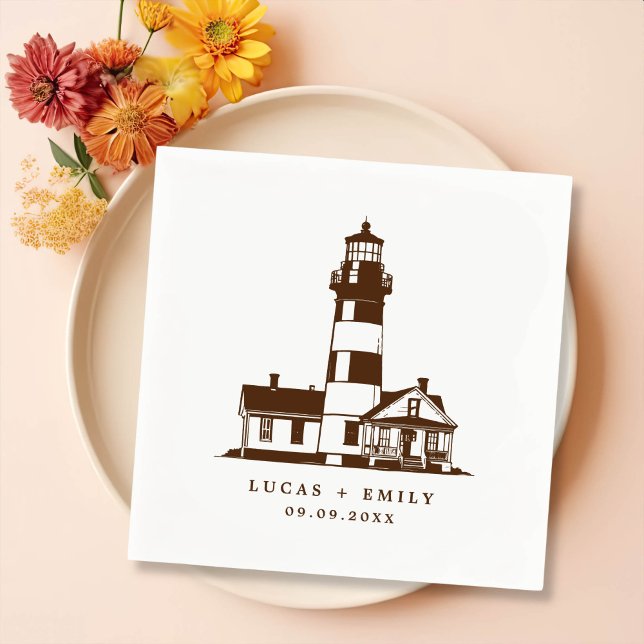 Serviette En Papier Mariage bleu foncé Nautical Seaside (Créateur téléchargé)