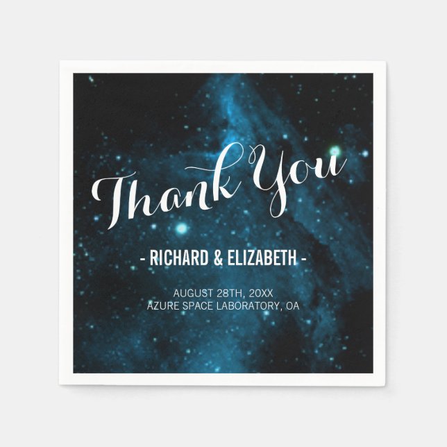 Serviette En Papier Mariage bleu Galaxy Merci serviettes (Devant)