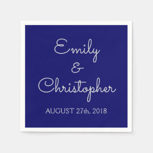 Serviette En Papier Mariage bleu marine ou accueil simple Napkins
