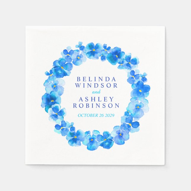 Serviette En Papier Mariage bleu pansement fleur serviettes personnali (Devant)