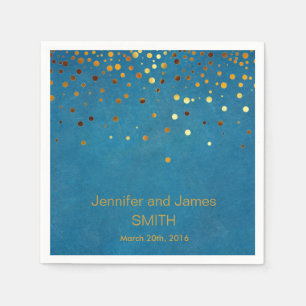 Serviette En Papier Mariage bleu personnalisé Confetti Parties scintil