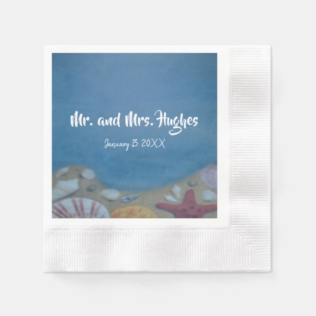 Serviette En Papier Mariage bleu profond (Devant)