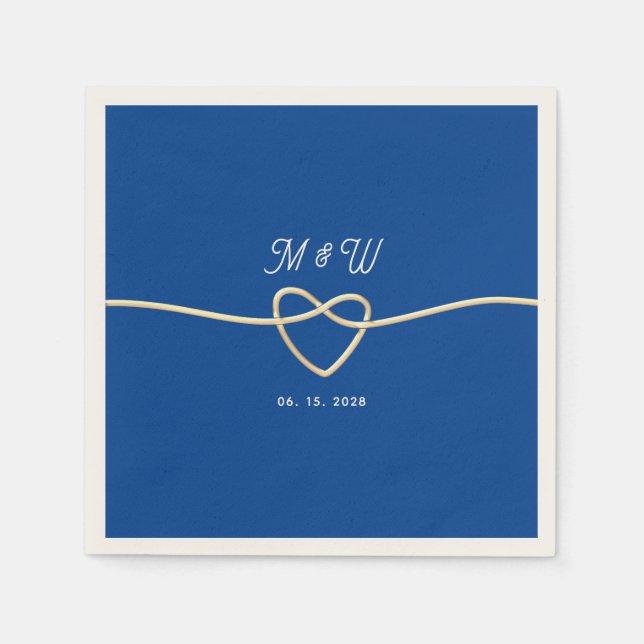 Serviette En Papier Mariage Bleu Royal (Devant)