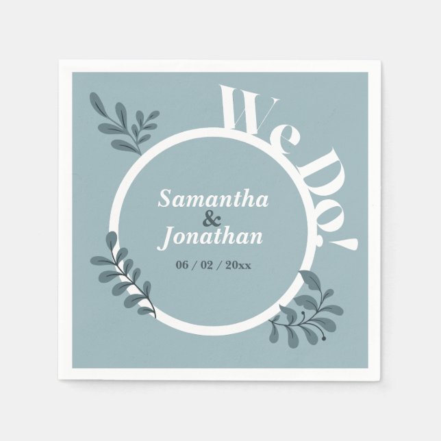 Serviette En Papier Mariage bleu simple (Devant)